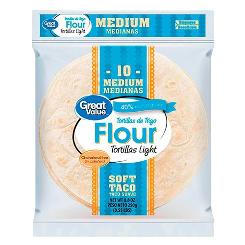 Tortilla de harina Great Value light mediana - 250 g