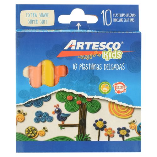 Plastilina Artesco delgada colores surtidos - 10 Pzas