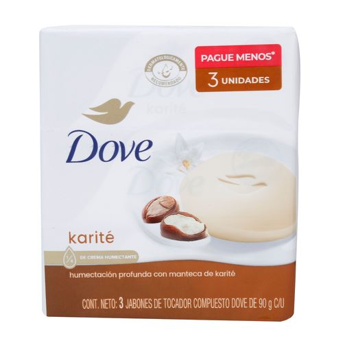 Jabón Dove en barra karité y vainilla 3 Pack - 90 g