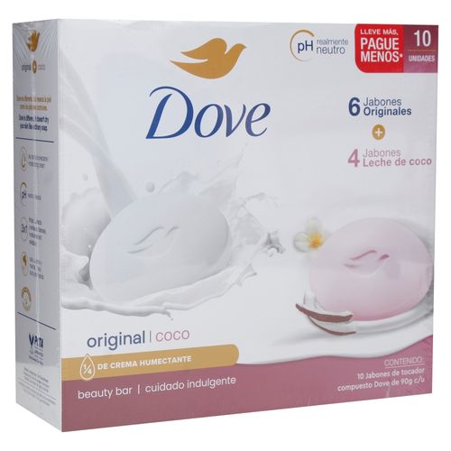 Jabón Dove Coco y Original 10 Pack -900 g