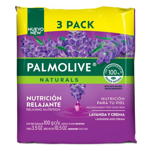 Jabón Corporal Palmolive Naturals Nutrición Relajante Lavanda Y Crema 3 Pack - 300g