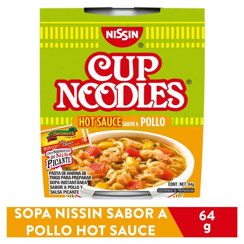 Sopa instantánea Nissin sabor pollo hot - 64 g
