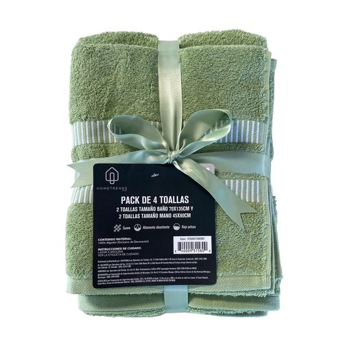 Set Home Trends toallas baño y manos color verde