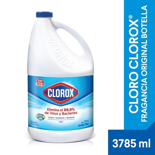 Cloro Marca  Clorox Fragancia Original Galón, Triple Acción - 3785ml