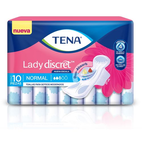 Toallas Para Incontinencia Tena ® Lady Discret Normal - 10 Unidades