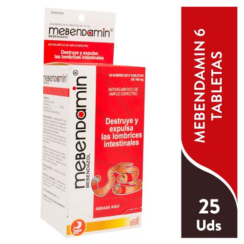 Antidesparasitante Mebendamin  6 X 25 Sobres