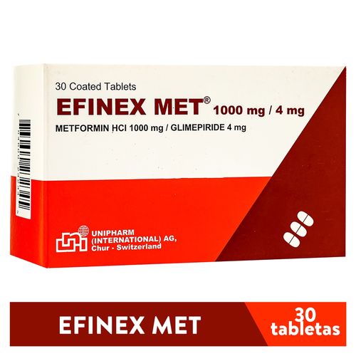 S Efinex Met 1000mg 4mg 30 Tabletas  -Precio indicado por Unidad-