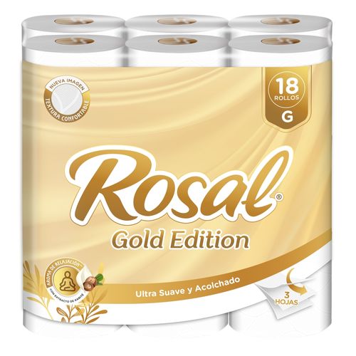 Papel Higiénico Rosal Gold 18 Rollos 350 hojas - 3000 g