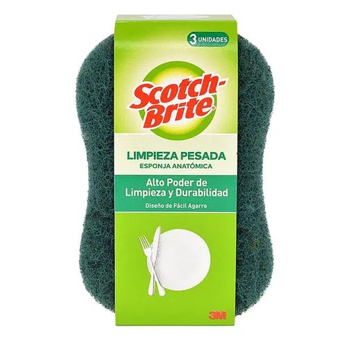 Esponja Scotch Brite Doble Uso Anatomica - 3Uds