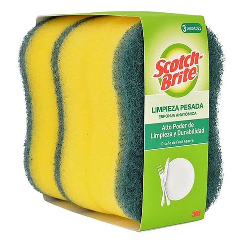 Esponja Scotch Brite Doble Uso Anatomica - 3Uds