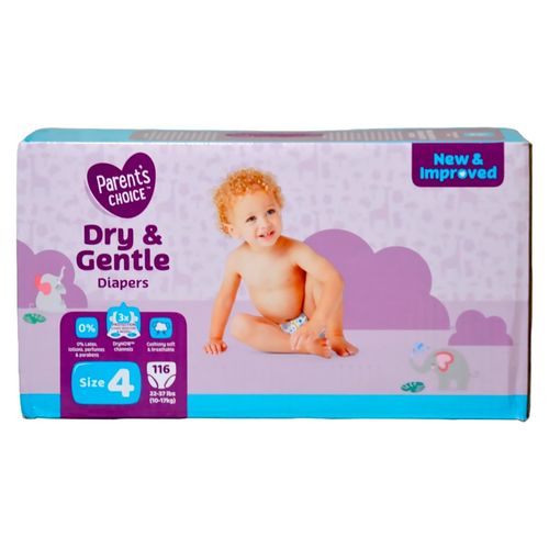 Pañales Parent's Choice Dry and Gentle T4 - 116 Unidades