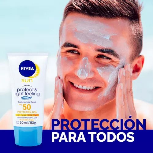 Protector solar facial Nivea sun protect & light felling  FPS 50 - 50 ml