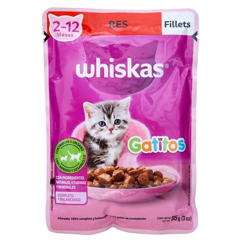 Alimento húmedo Whiskas para gatito sabor fillets res - 85 g