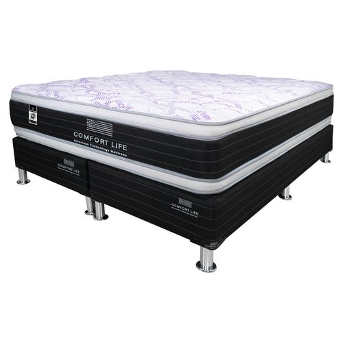Set cama y colchón Facenco king color negro con blanco