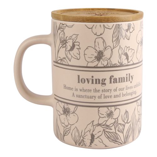 Taza Hometrends de porcelana con tapa bambú -400 ml