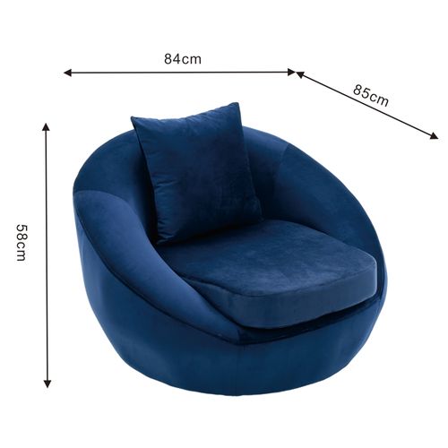 Ht Butaca Redonda Velvet Azul 85cm