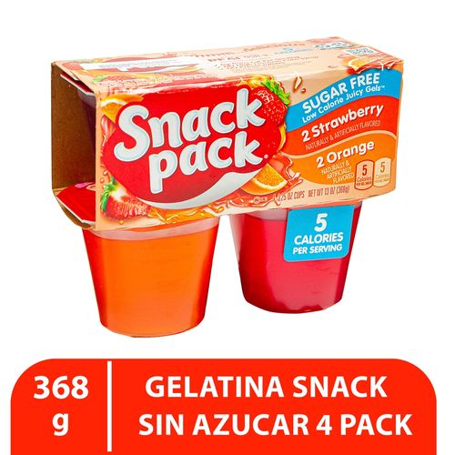 Gelatina Snack Pack Naranja Sin Azúcar 4 Pack - 368 g
