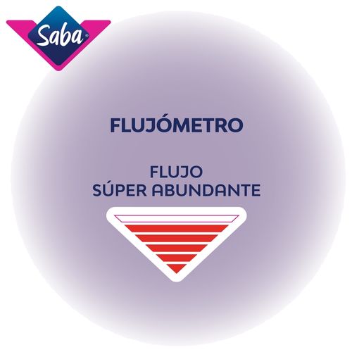 Toallas Femeninas Saba Nocturna Flujo Súper Abundante Extra Larga Con Alas - 14Uds