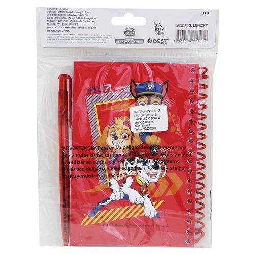 Libreta Berry Hip con pluma diseño paw patrol