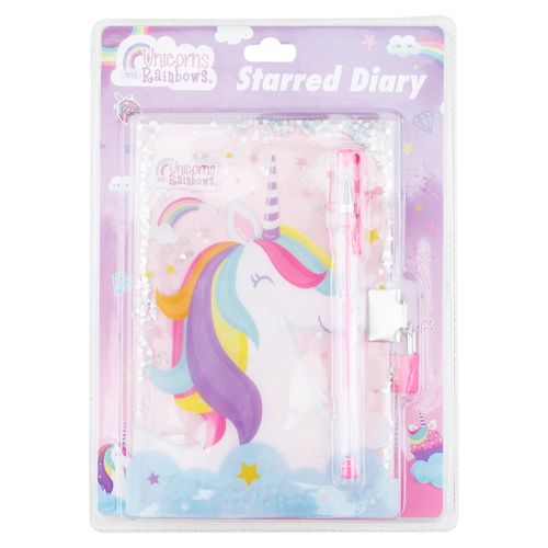 Diario con estrellas unicornios y arcoiris