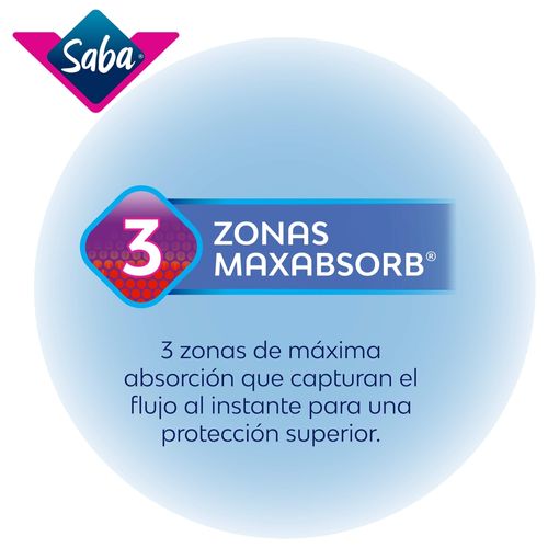 Toallas Femeninas Saba Nocturna Ultra Invisible Ultradelgada Flujo Súper Abundante Con Alas - 10Uds