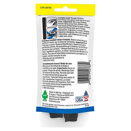 4 Pack Aromatizante Little Tree Vent Wrap Carro Nuevo