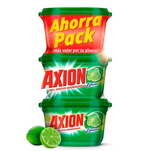 Lavaplatos Axion arrancagrasa limón en pasta 3 pack - 425 g