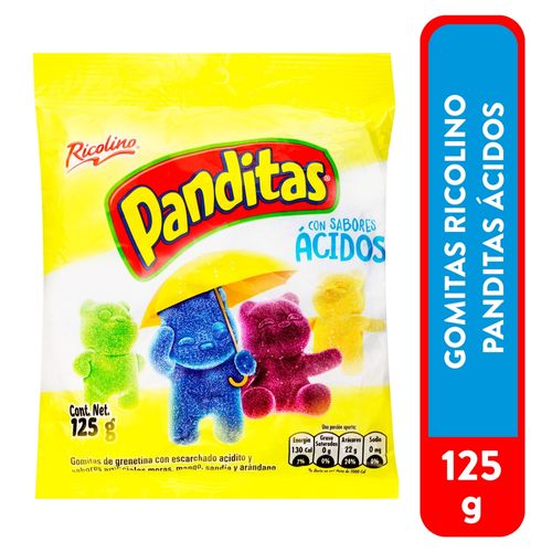 Gomitas Ricolino panditas con sabores ácidos - 125 g