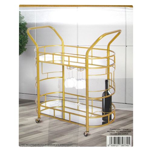 Ht Carro Bar Metal Dorado 80Cm