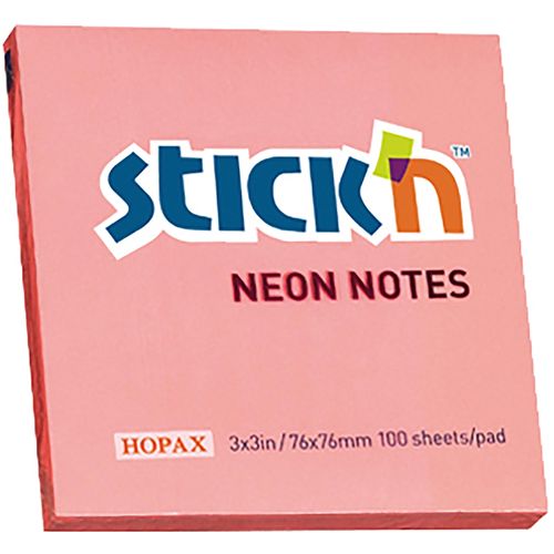 Block Stick'n adhesivo 3 x 3 color rosa neón