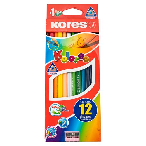 Lápices de color Kores diseño triangular - 12 Uds