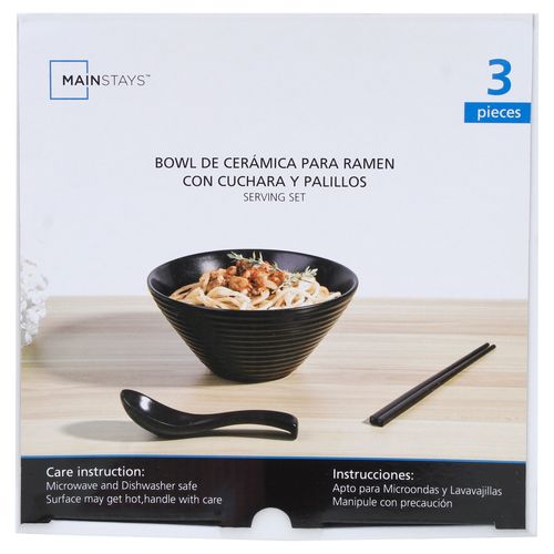 Ms Bowl Ceramica Ramen Cuchara Palillos