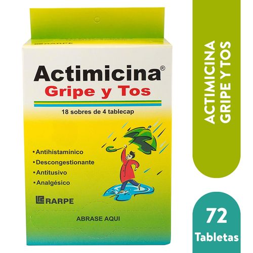 Actimicina Gripe Y Tos 18 X 4 Tabletas  -Precio indicado por Unidad-