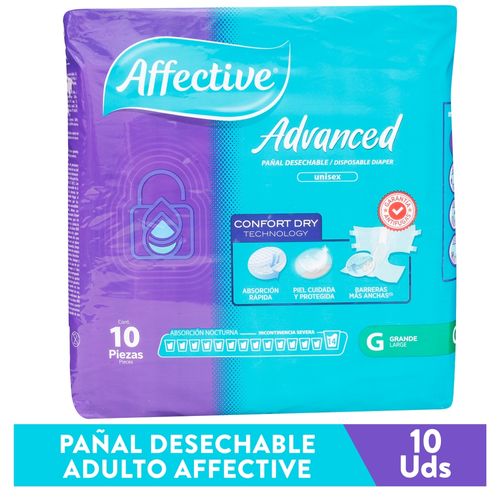 Pañal Affective Advanced Grande - 10 Unidades