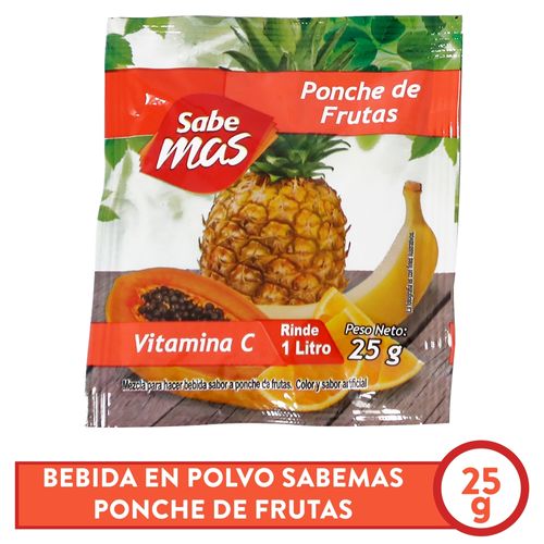 Bebida en polvo Sabemas ponche de frutas - 25 g