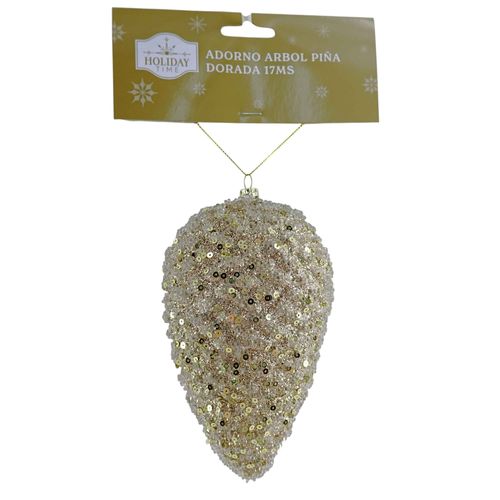 Adorno Holiday Time árbol piña dorada - 17 ms