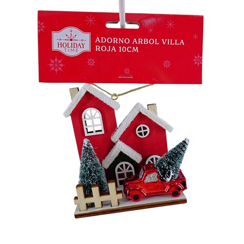 Adorno Holiday Time Para Árbol Villa Roja - 10 cm
