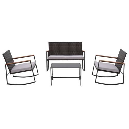 Ht Set De Sala Mecedora 4 Piezas Gris