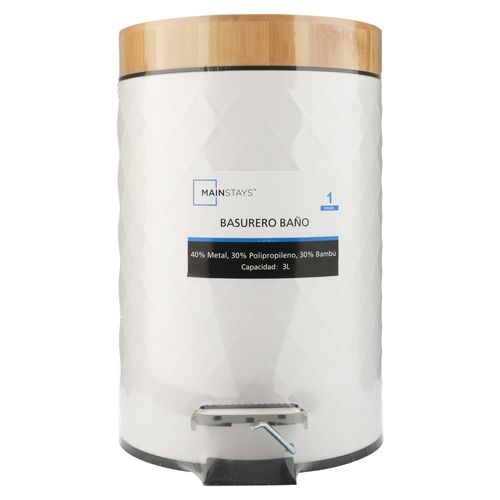Accesorios Para Baño Mainstays Basurero Metalico Mainstays 3 Litros