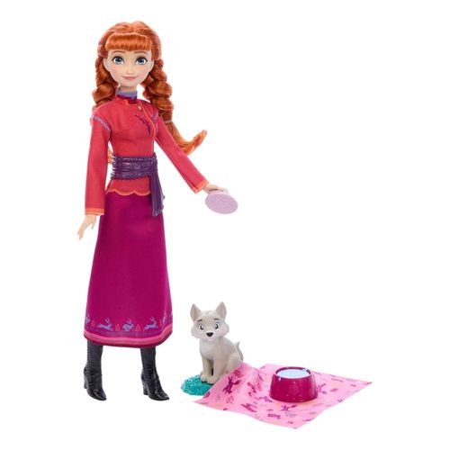 Muñeca Disney Frozen set Anna con zorro bebé