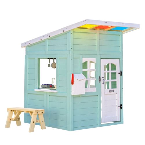 Casita exterior de madera celeste Teamson Kids