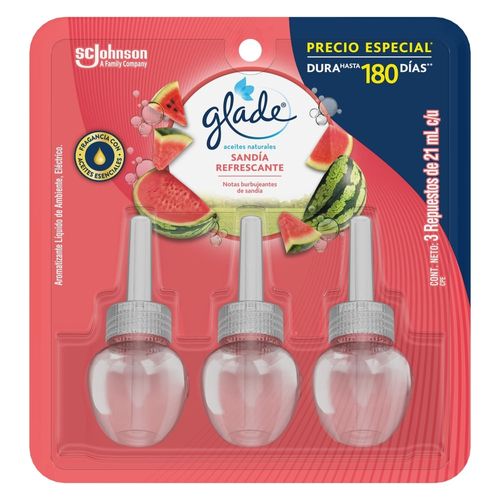 Aromatizante Glade Eléctrico Sandia 3 pack - 63 ml