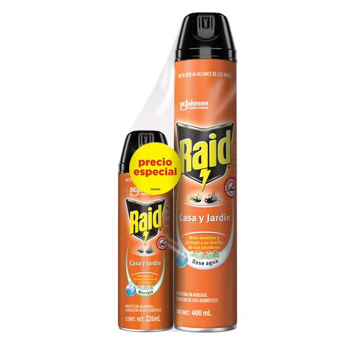 Insecticida Raid en Aerosol para Casa y Jardín 2 Pack - 626 ml
