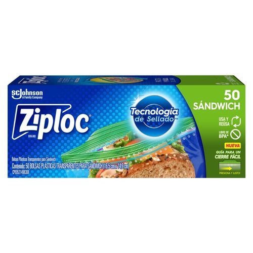 Bolsa Reutilizable Ziploc Para Sándwich - 50 Unidades