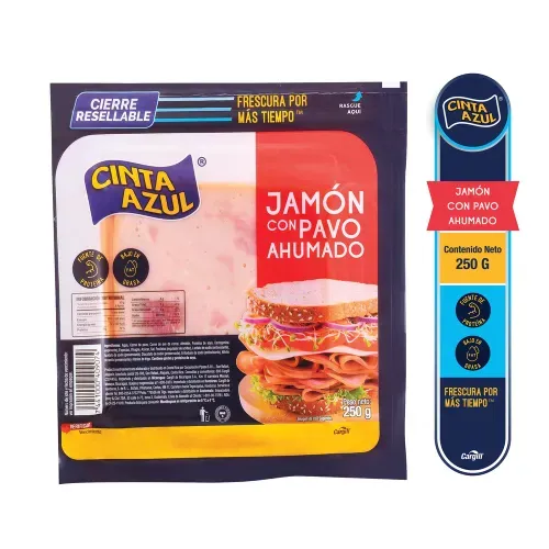 Jamón  de Pavo Ahumado Light Cinta Azul - 250 g