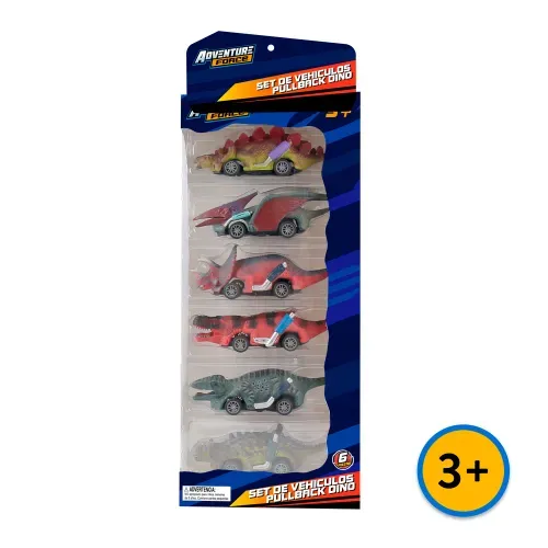 Set Adventure Force de vehiculos dinos pullback  - 6 Pzas