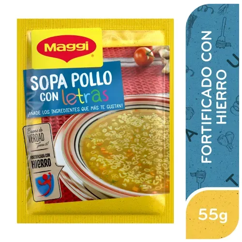 Sopa De Pollo Maggi Con Letras Sobre, Fortificada Con Hierro - 55 g
