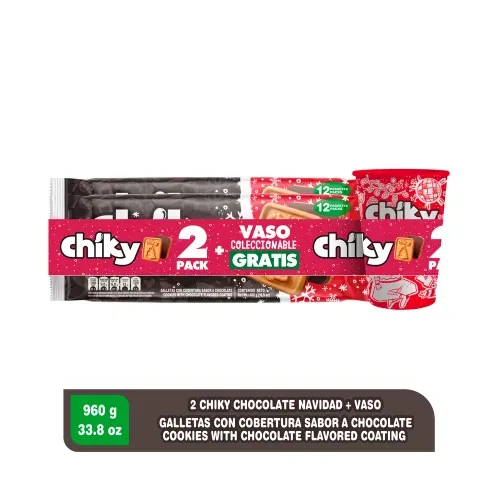 Galleta Chiky Chocolate Navideña 2 pack con promocional - 960 g