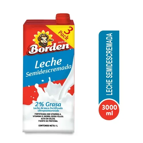 Leche Borden Semidescremada 3 Pack - 3000 ml