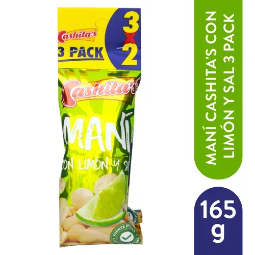 Maní Cashita's con limón y sal 3 pack - 165 g